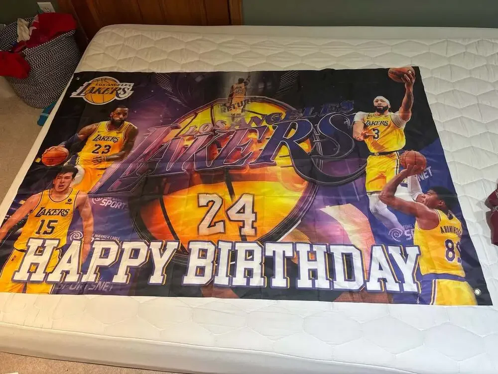 Los Angeles Lakers Fabric Banner Backdrop LeBron James Anthony Davis